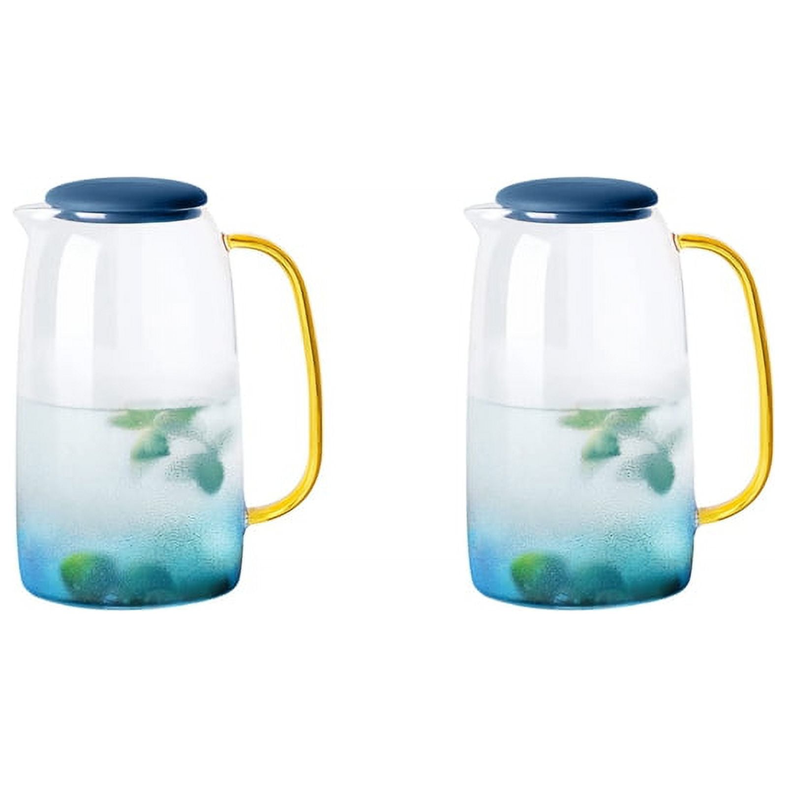 2X Glass Pitcher with Lid,Lemonade Pitcher,Tea Pitcher,Borosilicate ...