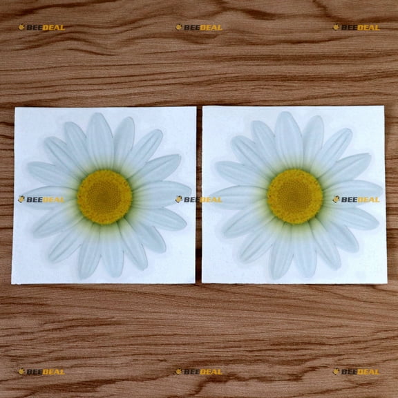 2X Glossy 4" Daisy Flower Decal Sticker Vinyl Car Laptop Phone Windows Style a