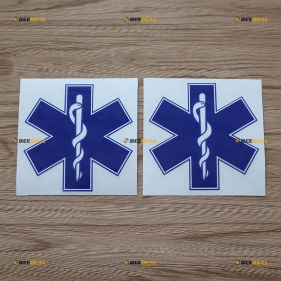 2X Glossy 4" EMT Star of Life Emergency Medical Ambulance Decal Sticker Car Vinyl