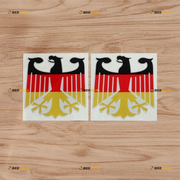 2X Glossy 4" German Flag Tricolor Eagle Decal Sticker Coat of Arms Car Vinyl Deutschland Germany