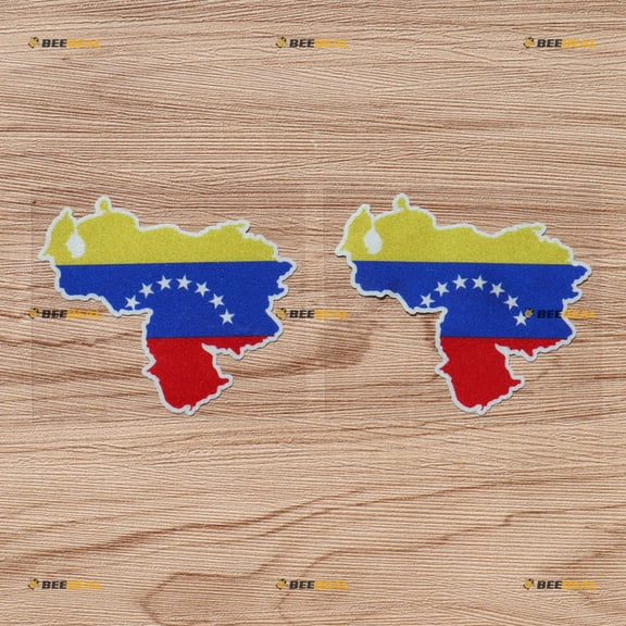 2X Glossy 4" Map Flag of Venezuela Decal Sticker Car Vinyl Printed