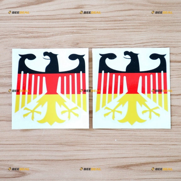 2X Glossy 6" German Flag Tricolor Eagle Decal Sticker Coat of Arms Car Vinyl Deutschland Germany