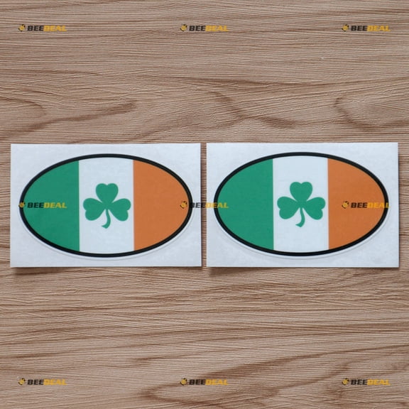 2X Glossy 6" Shamrock Oval Decal Sticker Ireland Irish Clover Car Computer Phone Vinyl