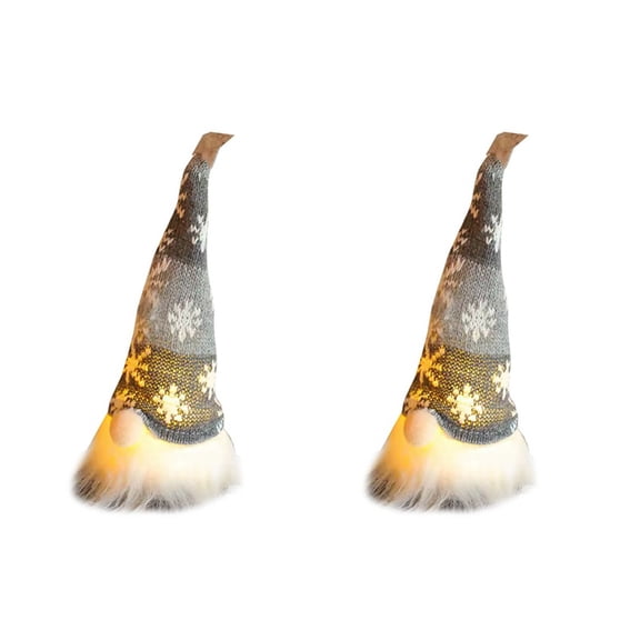 2X Gnome Christmas Doll with Lights Rudolph Doll Luminous Dwarf Ornaments for Home Xmas New Year Gifts-Gray