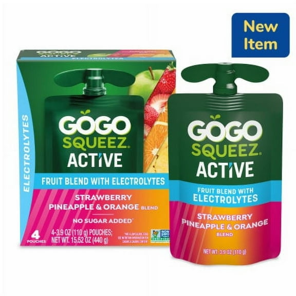 2X - GoGo squeeZ Active Fruit Blend with Electrolytes - Strawberry Pineapple Orange