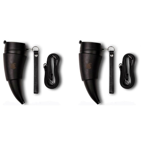 2X Goat Horns Coffee Mug 230ML Stainless Steel Vacuum Cup Flask Tea Cups Water Bottle with Rope-Bla