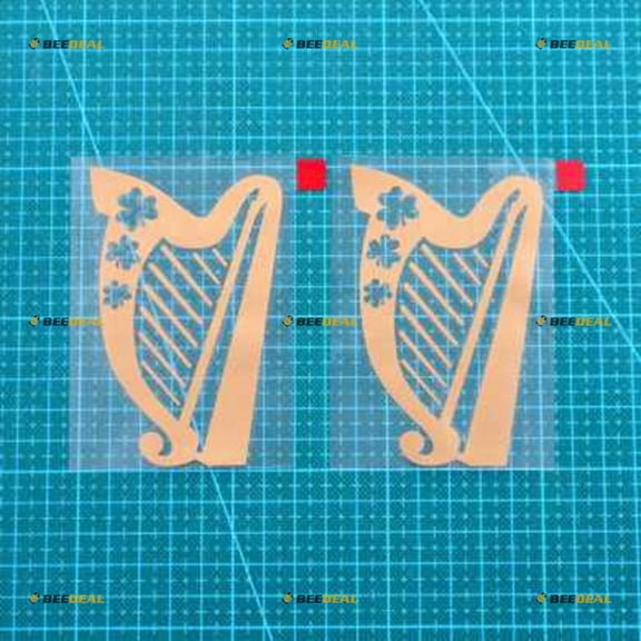 2X Gold 4" Irish Celtic Harp Decal Sticker Ireland Shamrock Car Vinyl