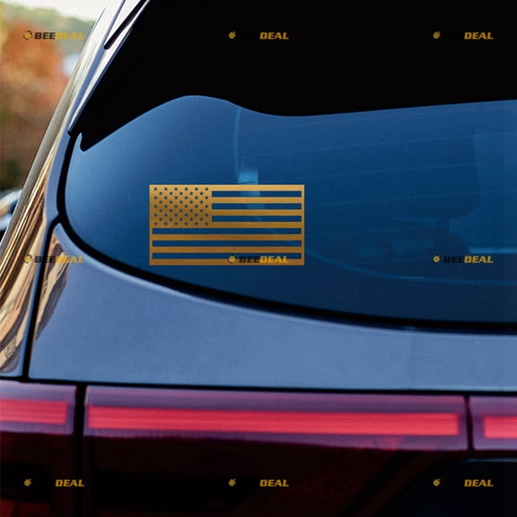 2X Gold 4" United States USA American Flag Decal Sticker Car Vinyl no bkgrd die Cut