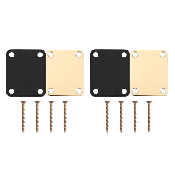 2X Gold Neck Plate with 8 Screws Replacement Part for Strat Electric Guitar,2 x Neck plate 8 x Mounting screws,Gold