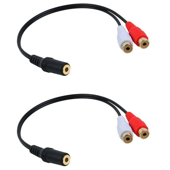 2X Gold Plated 3.5mm Jack Female to 2 Jacks Stereo Adapter Audio Splitter (15cm) Black