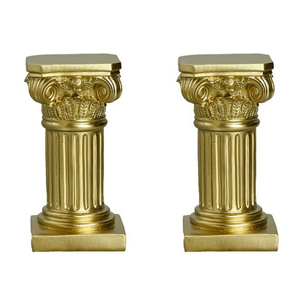2X Gold Roman Pillar Resin Sculpture Column Decor Roman Pillar Statues Room Crafts Furnishings