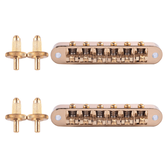 2X Gold Tune-O- Electric Roller Saddle Bridge Lp Electric Guitar Bridge From Korea,2 x Bridge 4 x Stopbar studs,Gold