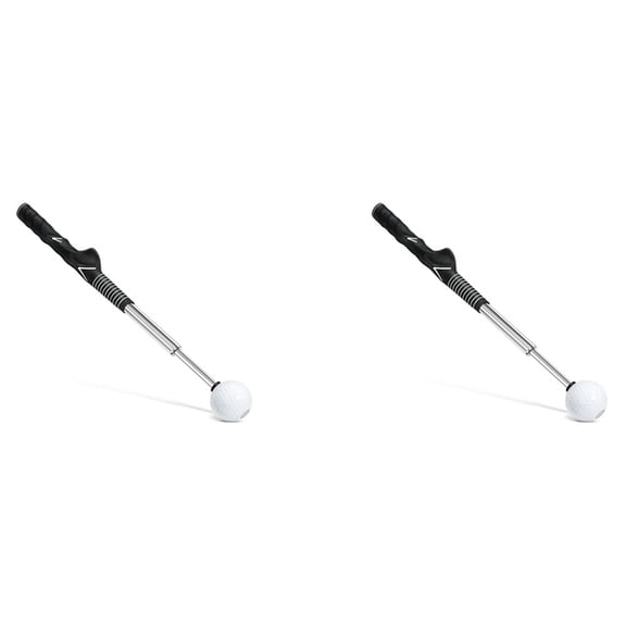 2X Golf Swing Trainer Aid - Golf Swing Training Aid for Flexibility, Tempo, and Strength Golf Warm-Up Stick,2 * Golf Warm-Up Stick,Black & Silver