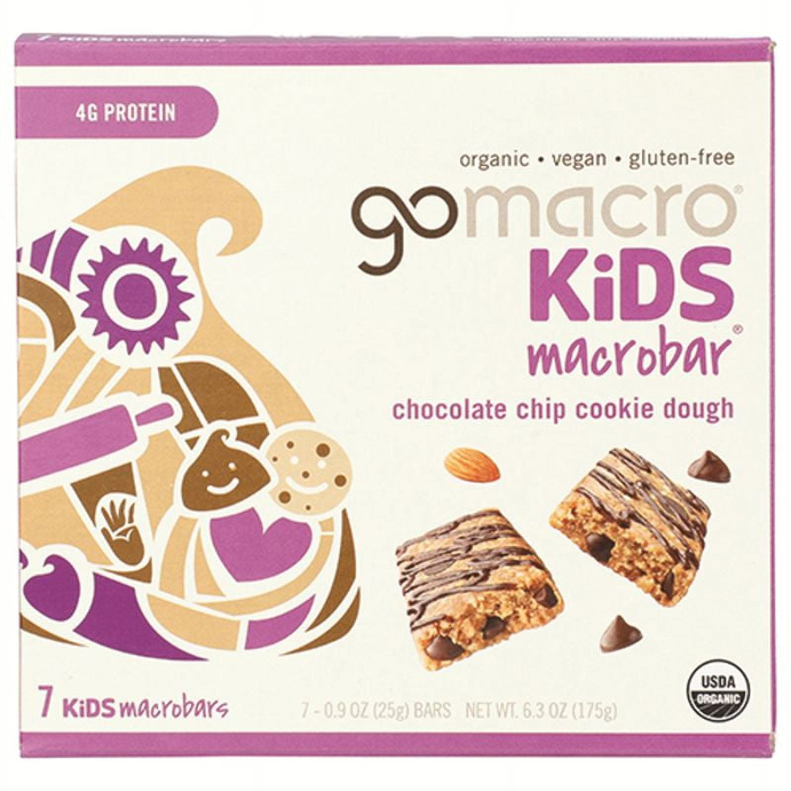 2X - Gomacro Organic Kids Chocolate Chip Cookie Dough 7 Pack 7 ct