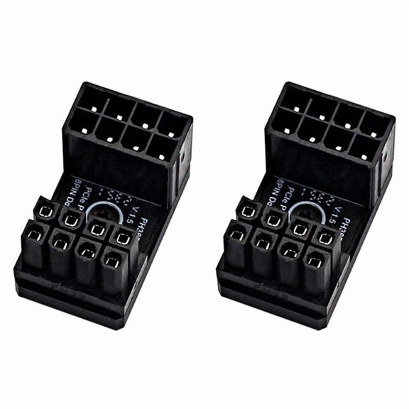 2X Graphics Card Power Supply Adapter Elbow 180, GPU PSU Steering Connector PCI-E 8Pin Rotating Wiring Artifact PH38B+,2 x Graphics Card Power Supply Adapter,Black