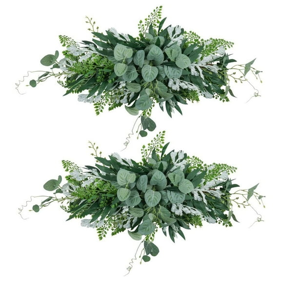 2X Greenery Swag Artificial Front Door Wreath Hanging Eucalyptus Leaves Garland for Home Window Wall Wedding Arch Decor