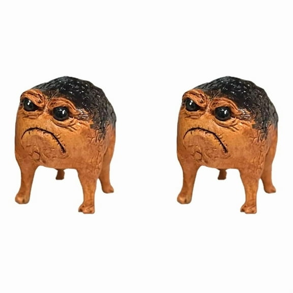 2X Grumpy Frog Toad Statue Ugly Angry Outdoor Garden Yard Decor Fun Novelty Home Office Sculpture