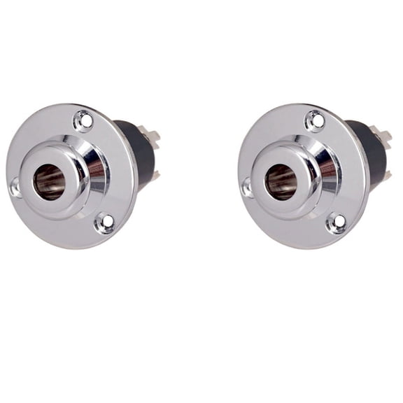 2X Guitar Output Input End Pin Jack-6.35 Acoustic Guitar Equalizer EQ Preamp Socket 6.35mm Silver