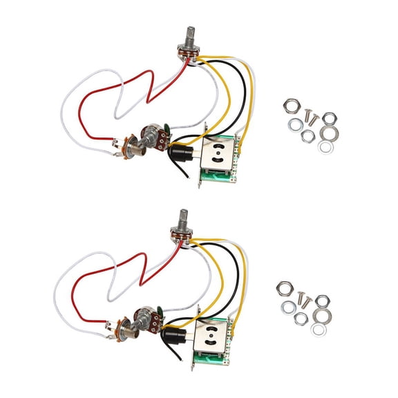 2X Guitar Pre-Wired Harness, 3 Way Blade Toggle Switch 1V1T 500K for Electric Guitar,2 x Guitar Wiring Harness Set,As Shown