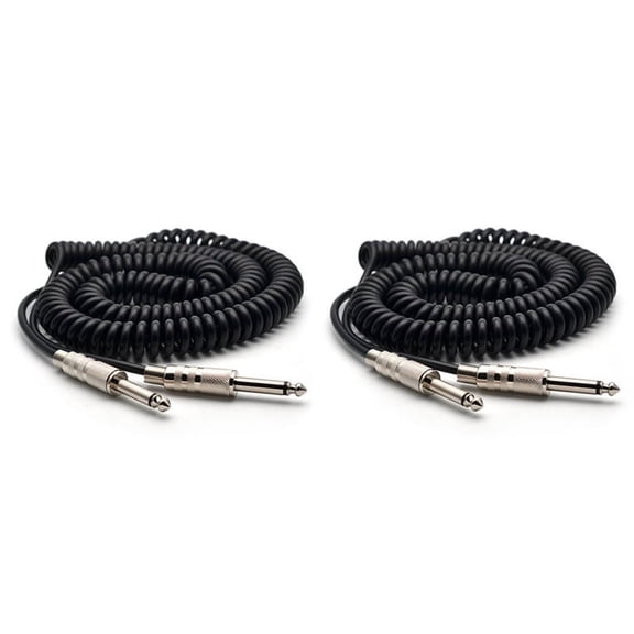 2X Guitar Spring Cable 6.35/6.5 Bass Audio Shield Wire 5M for Connecting the Sound of Electric