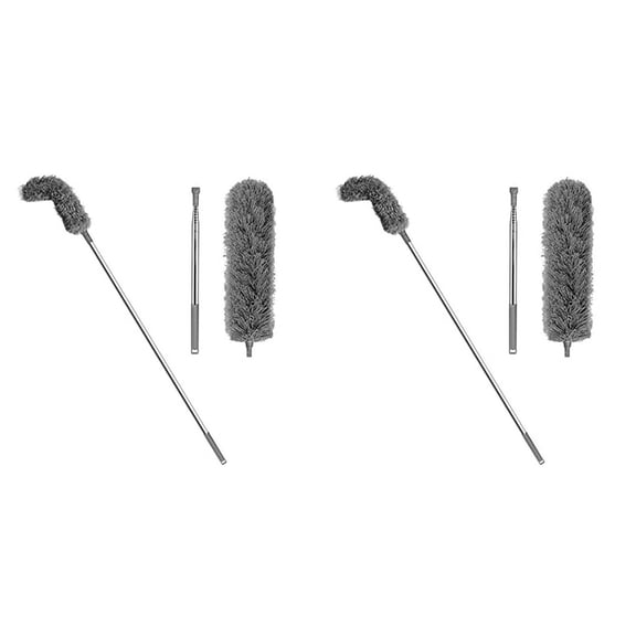 2X Gutter Cleaning Brush Roofing Tool with Telescopic Extendable Pole 8.2Ft Guard Cleaner Tool Easy Remove Leave, Grey