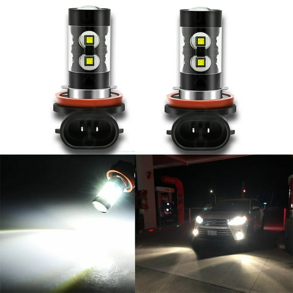 2X H11 H8 40W High Power LED 6000K White Projector Fog Driving Light Bulbs