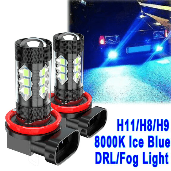 2X H11 H8 H9 LED Fog Light Bulbs Kit 4-Sided for Ford Fusion 2006-2020 8000k Ice Blue