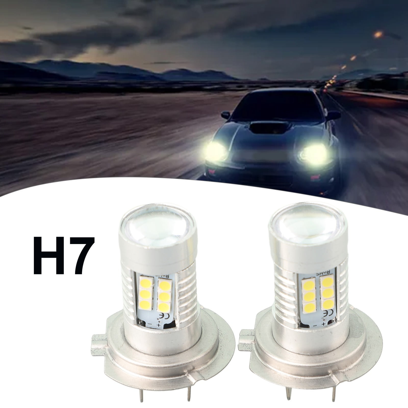 2X H7 Led Headlight Bulb Kit High/Low Beam 6000K White Accessories ...