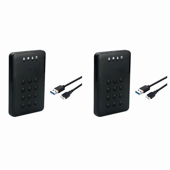 2X HDD Enclosure SSD Case Encrypted Hard Drive Enclosure 5Gbps USB3.0 SATA Hard Drive Enclosure for 2.5 Inch Hard Disk