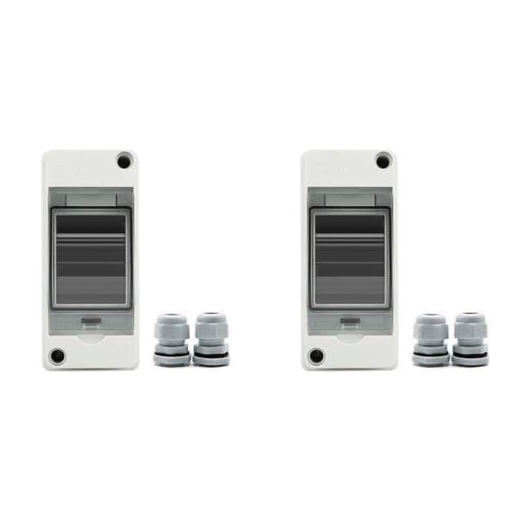 2X HT-2 IP65 Waterproof Distribution Breaker Box Panel Installation 2 WAY PC Outdoor Electrical MCB Solar Junction Box