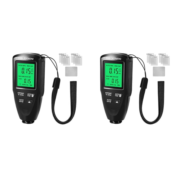 2X HW300MINI Digital Thickness Gauge Tester Auto Car Paint Measuring Instrument Paint Layer Measuring Device Tool Black