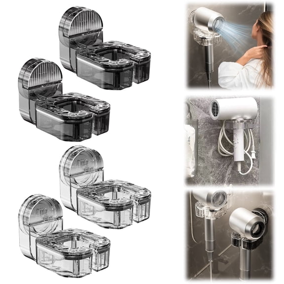 2X Hair Dryer Bracket Hair Dryer Holder (2Pc) Wall Mounted 2024 New Suction Cup Rotating Hair Dryer Holder Bathroom Hair Dryer Holder Bathroom Products