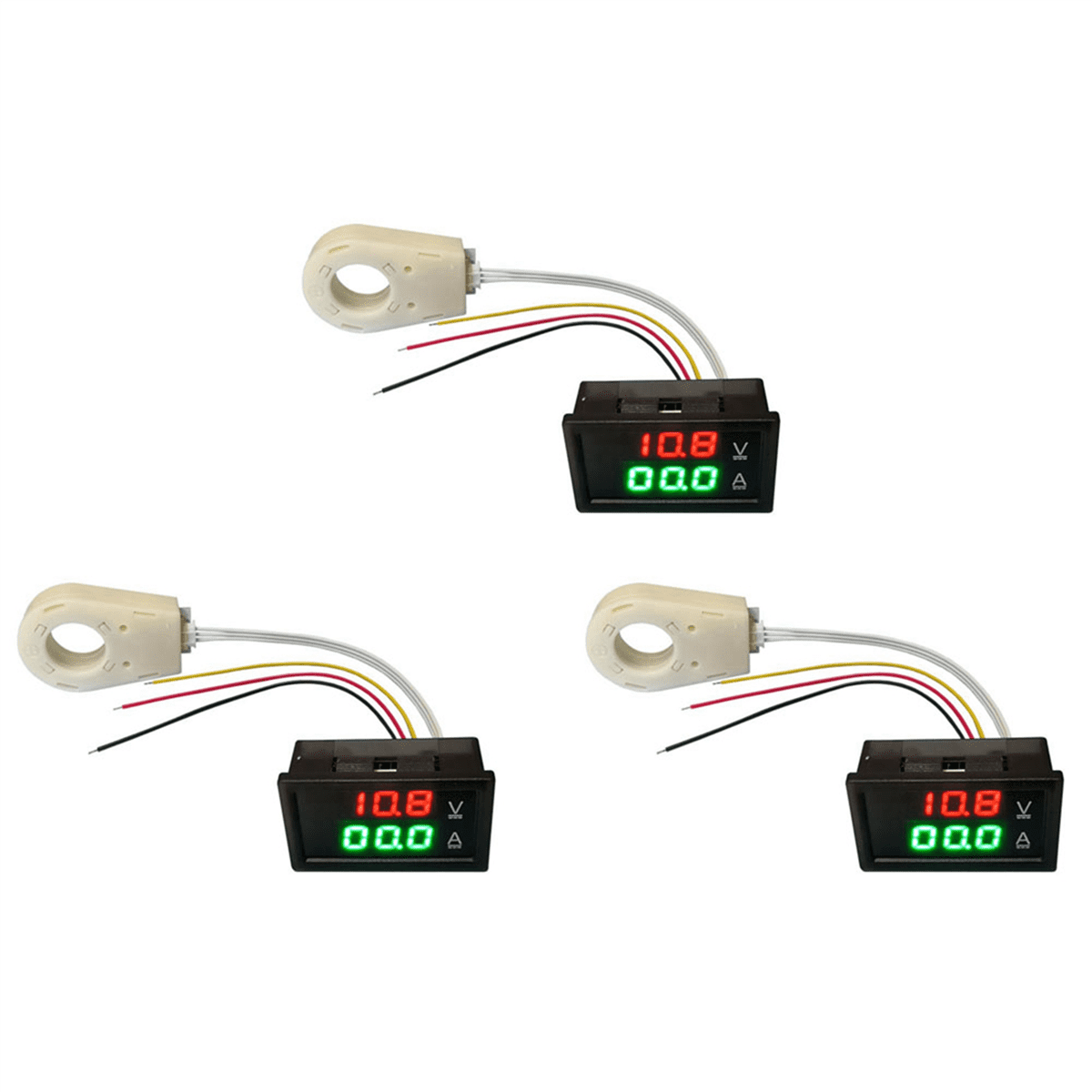 2X Hall Ammeter Voltmeter DC 0300V 200A Battery Monitor LED Digital