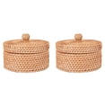thumbnail image 1 of 2X Handwoven Rattan Storage Box with Lid Wicker Tea Food Container Picnic Bread Fruit Cake Basket Kitchen Organizer B, 1 of 5