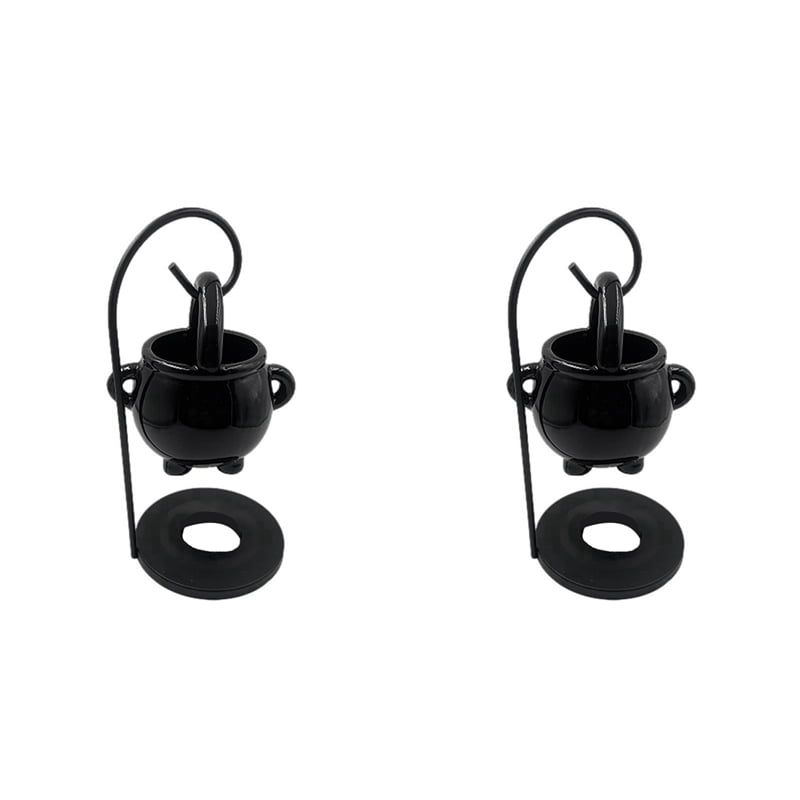 2X Hanging Cauldron Wax Burner Witch Caldron Pot Candle Holder Essential Oil Incense Aroma Diffuser Candle Tealight