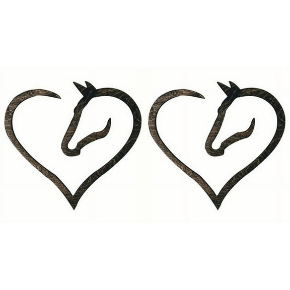 2X Hanging Love Horse Heart Wooden Wall Art Home Decor Wooden Horse Heart Wall Sign Sculpture for Home Wedding Decor