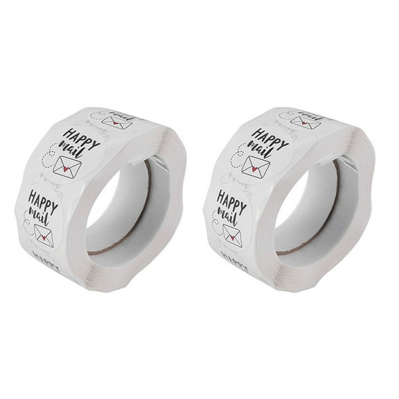 2X Happy Mail Thank You Roll Stickers for Packaging Sealing Greeting Cards Envelope Seal Bags 1 Inch Round 500 Stickers