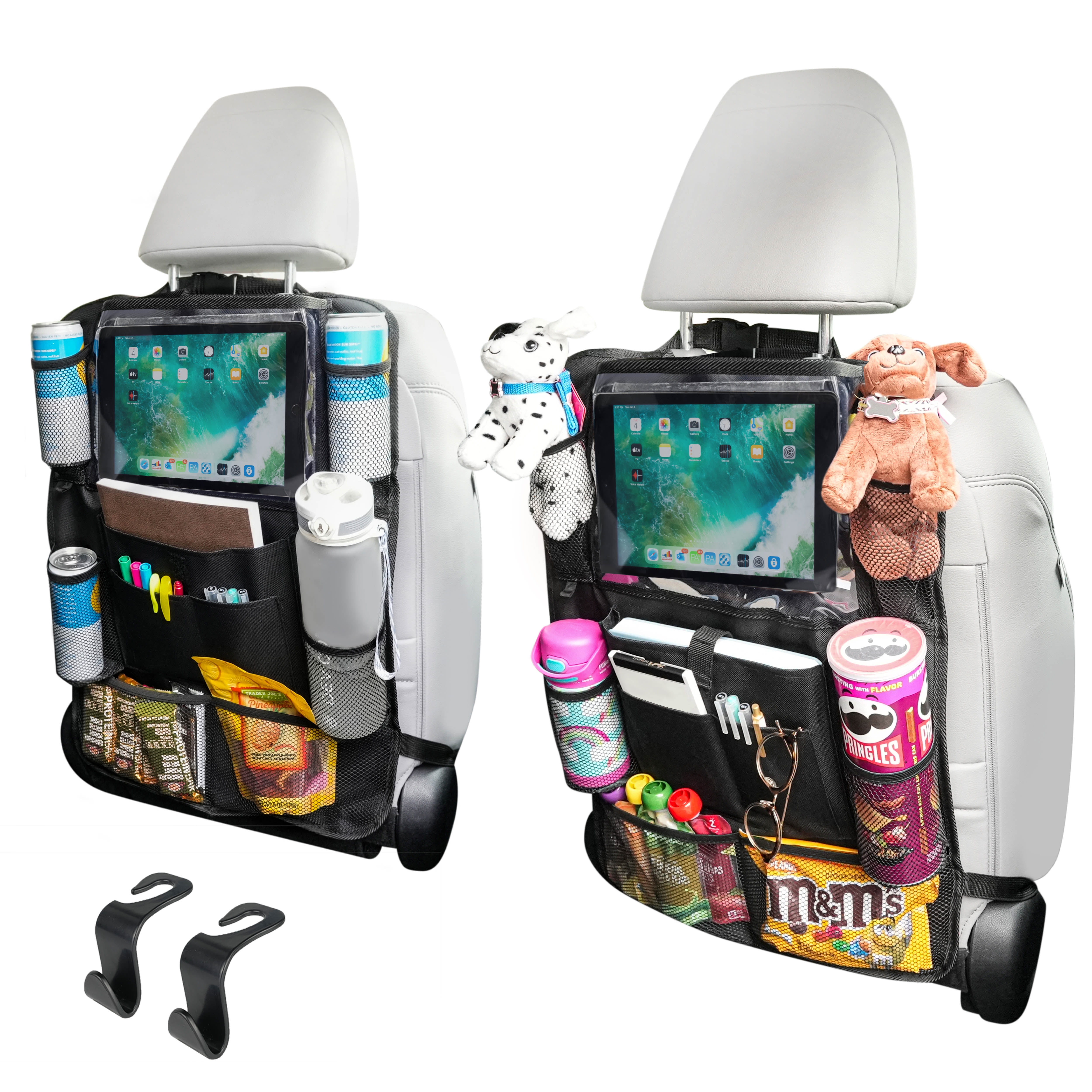 2X Haussimple Car Backseat Organizer 9 Pocket Vehicle Storage Kick Mat