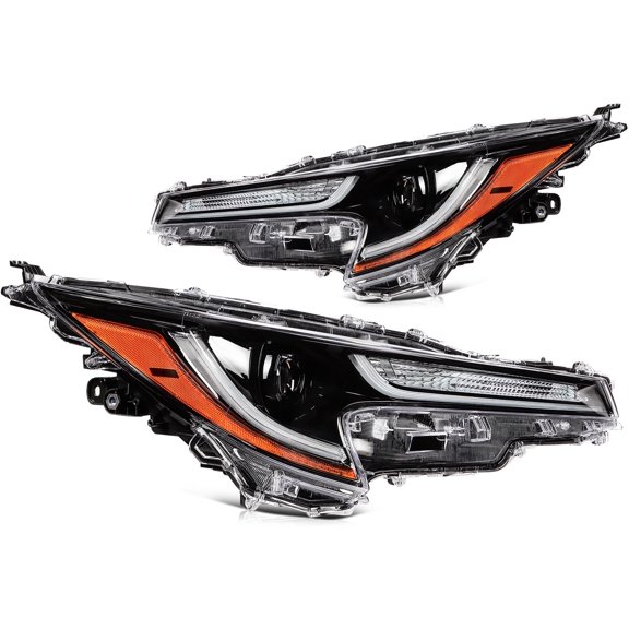 2X Headlights Assembly Front L+R For 2020-2022 Toyota Corolla L LE Black Housing