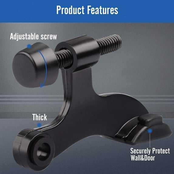 2X Heavy Duty Adjustable Hinge Pin Door Stopper with Rubber Bumper Tips Hardware