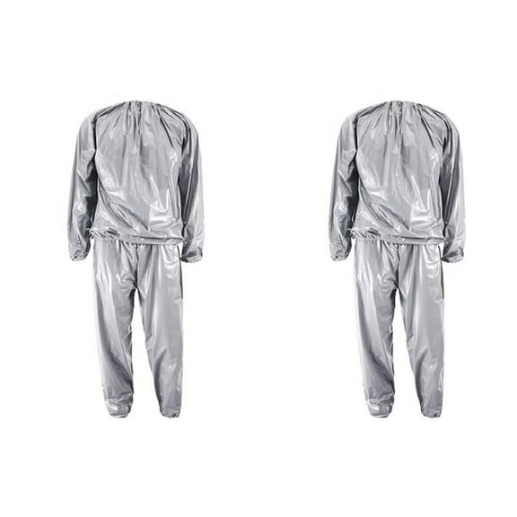 2X Heavy Duty Fitness Weight Loss Sweat Sauna Suit Exercise Gym Anti-Rip Silver XL