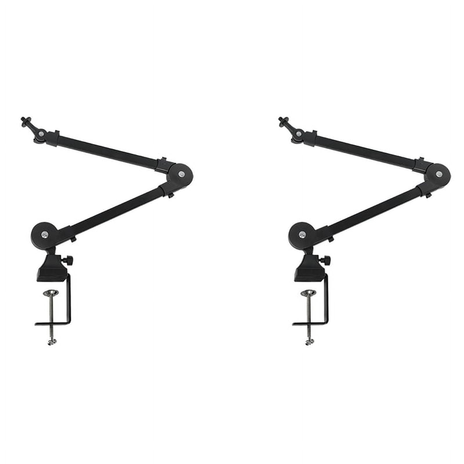 2X Heavy Duty Microphone Arm Stand Adjustable and Foldable for Studio and Live Performances,2 x Microphone Scissor Arm 2 x Table Mounting Clamp,Black