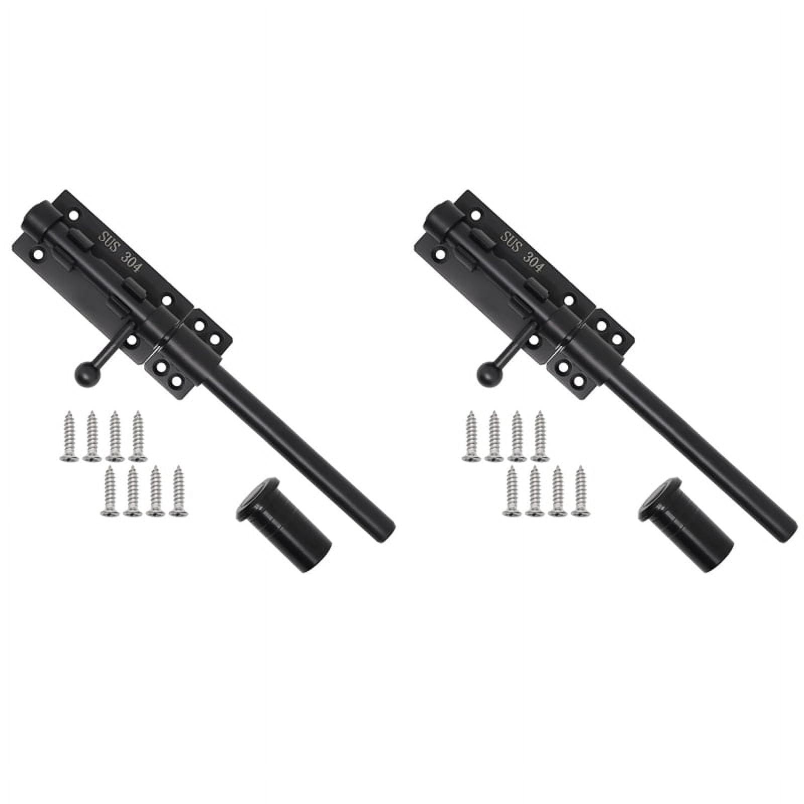 2X Heavy Duty Slide Bolt Gate  with A Padlock, Horizontal Bolt  Floor  Hardware (Black,10 Inch)