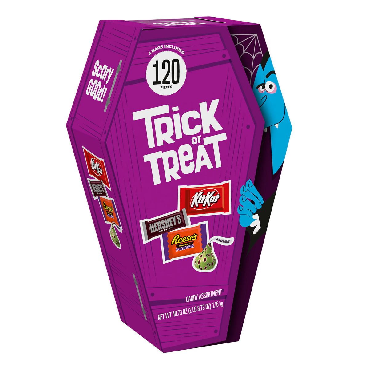 2X Hershey's Milk Chocolate Assorted Trick or Treat Halloween Candy Coffin Gift Box 120pc/40