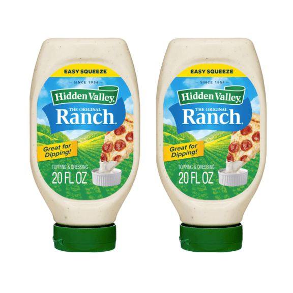 2X Hidden Valley Easy Squeeze Original Ranch Salad Dressing and Topping, 20 Ounce Bottle (Package May Vary)