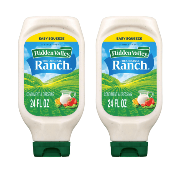 2X Hidden Valley Original Ranch Condiment and Dressing, Easy Squeeze Bottle, 24 Fl Oz (Package May Vary)