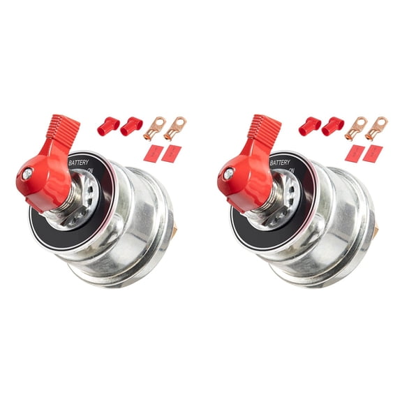 2X High Current Battery Disconnect Switch 300A,12 24V Master Battery Power Cut Isolator Switch with Face Plate for Car