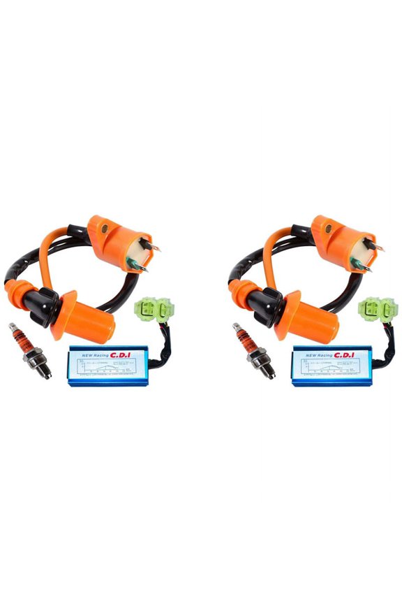2X High Performance Racing Ignition Coil 6 Pin 3 Electrode Spark Plug for GY6 50Cc 150Cc 125Cc ATV Moped Scooter