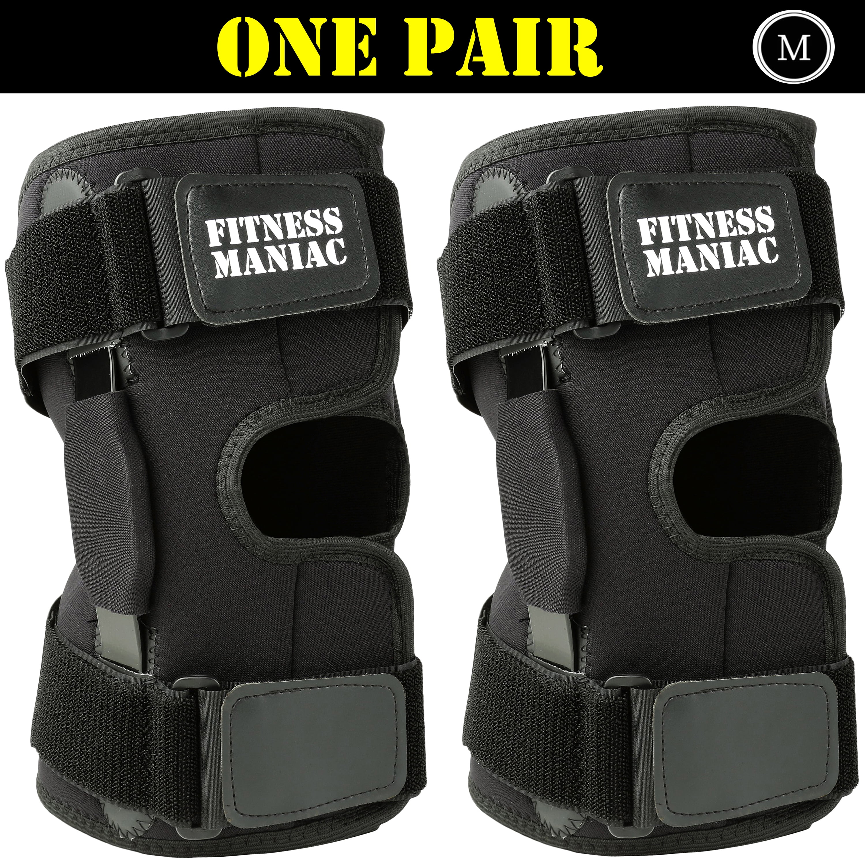 2X Hinged Knee Brace Adjustable Wraparound Open Patella Support Neoprene Medium