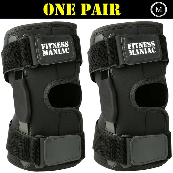 2X Hinged Knee Brace Adjustable Wraparound Open Patella Support Neoprene Medium